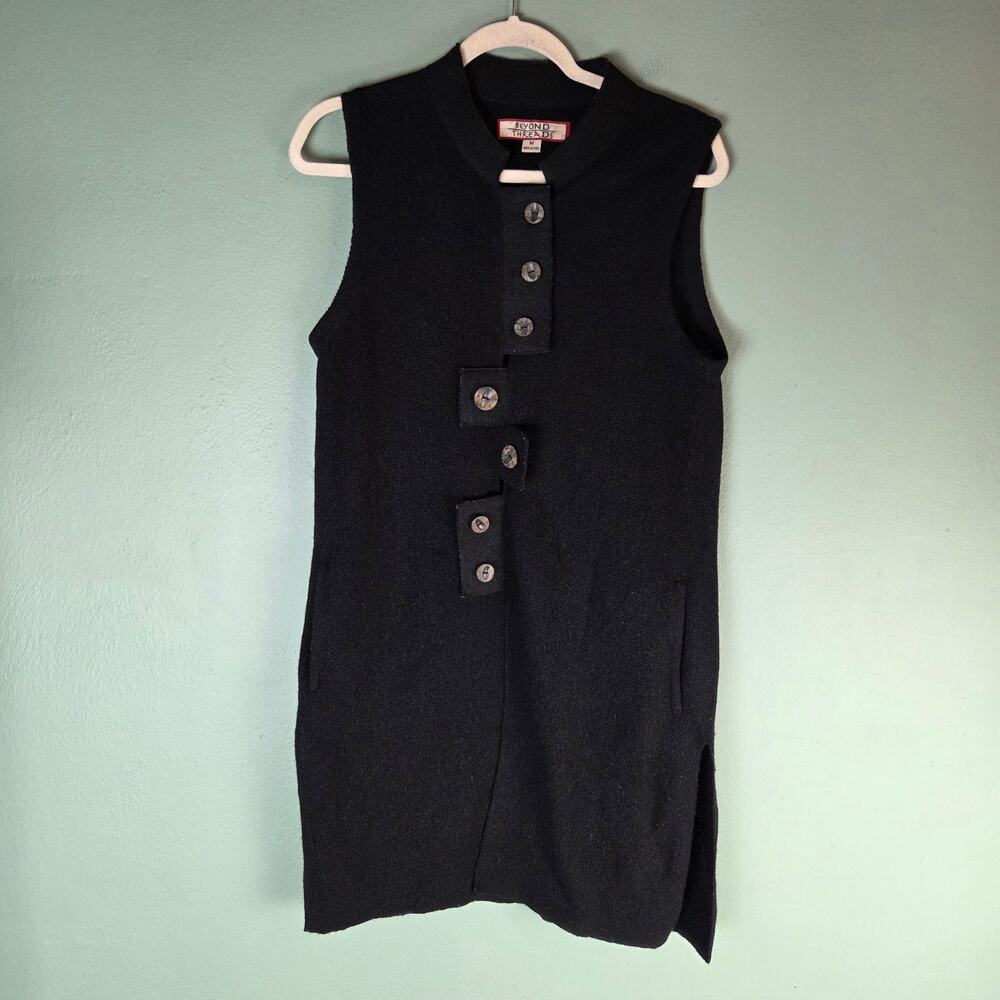 Beyond Threads Women Nehru Tab Alpaca Vest Tunic Sleeveless Layering Merino Wool